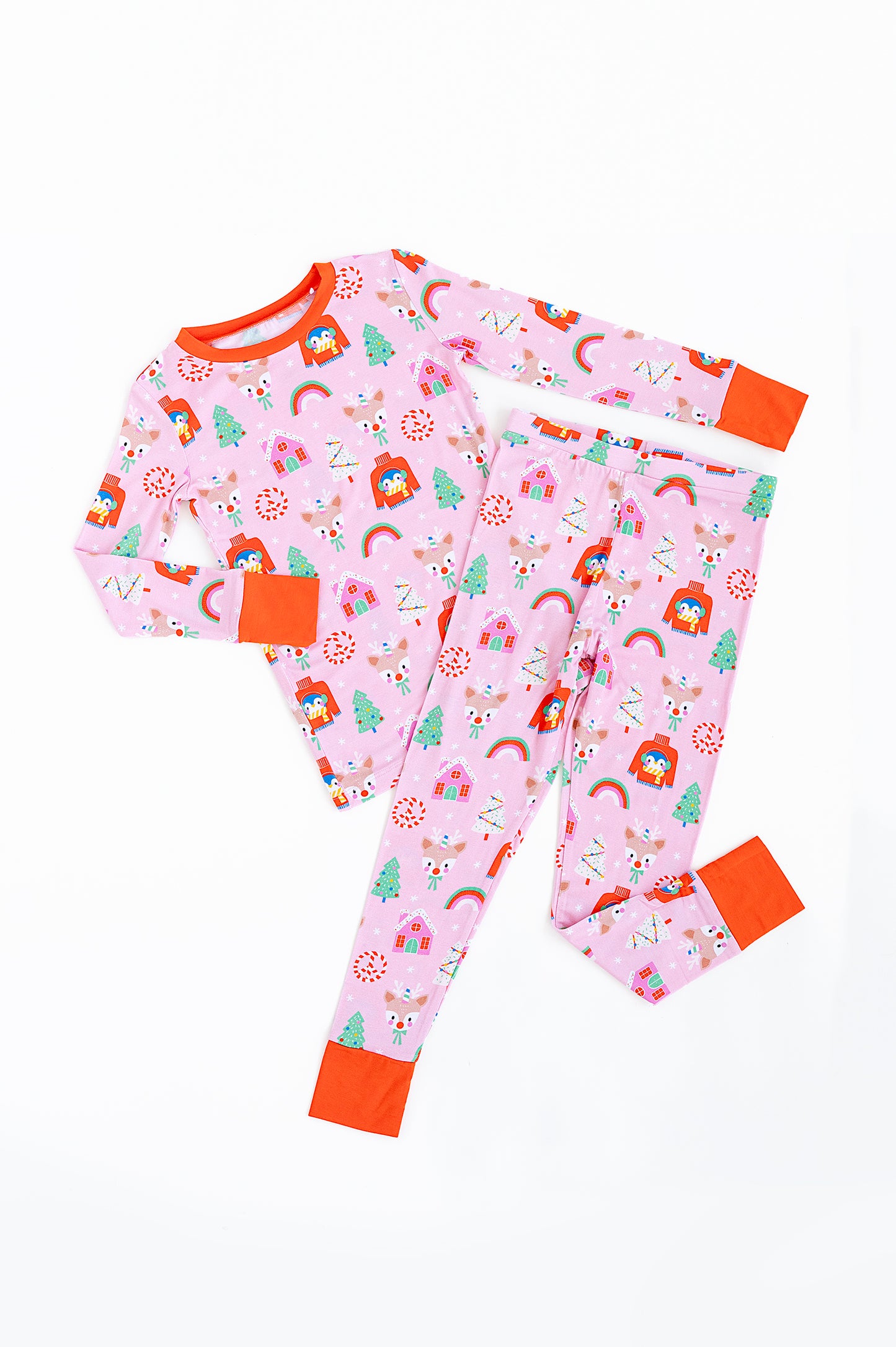 Bamboo Long Sleeve Loungewear - Pink Christmas