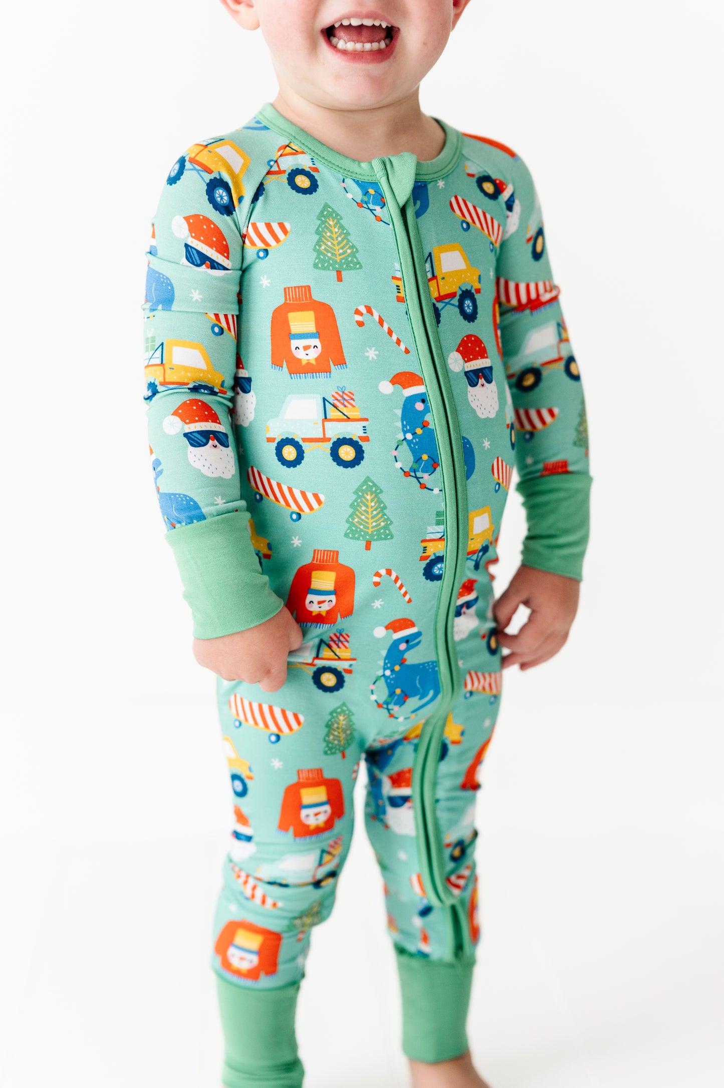 Bamboo Convertible Romper - Christmas Dino