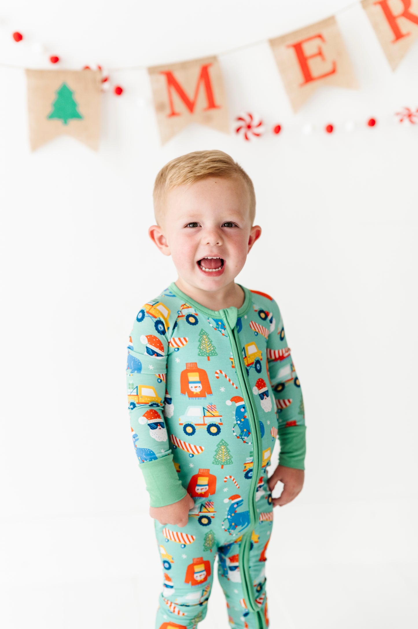 Bamboo Convertible Romper - Christmas Dino