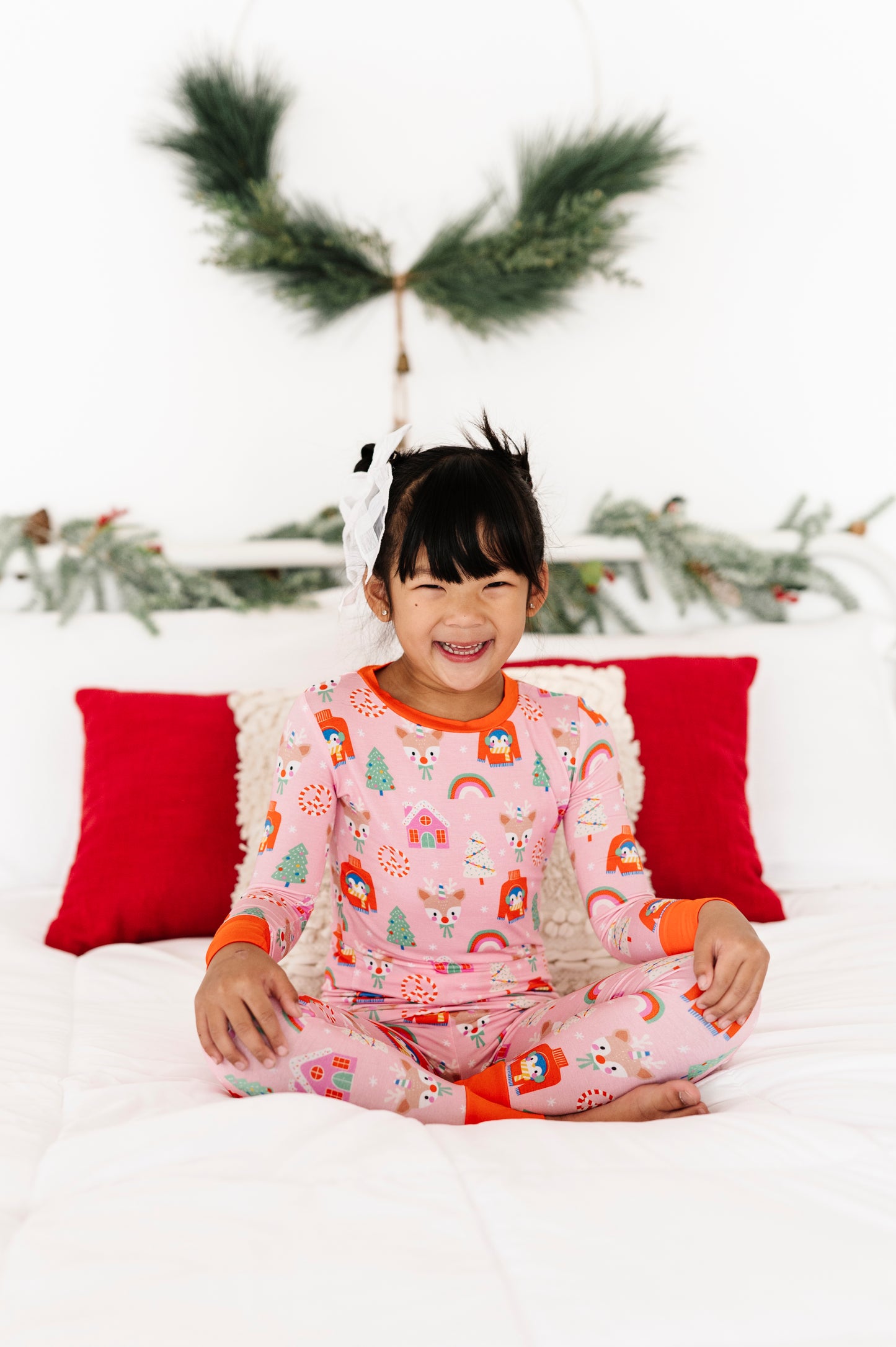 Bamboo Long Sleeve Loungewear - Pink Christmas