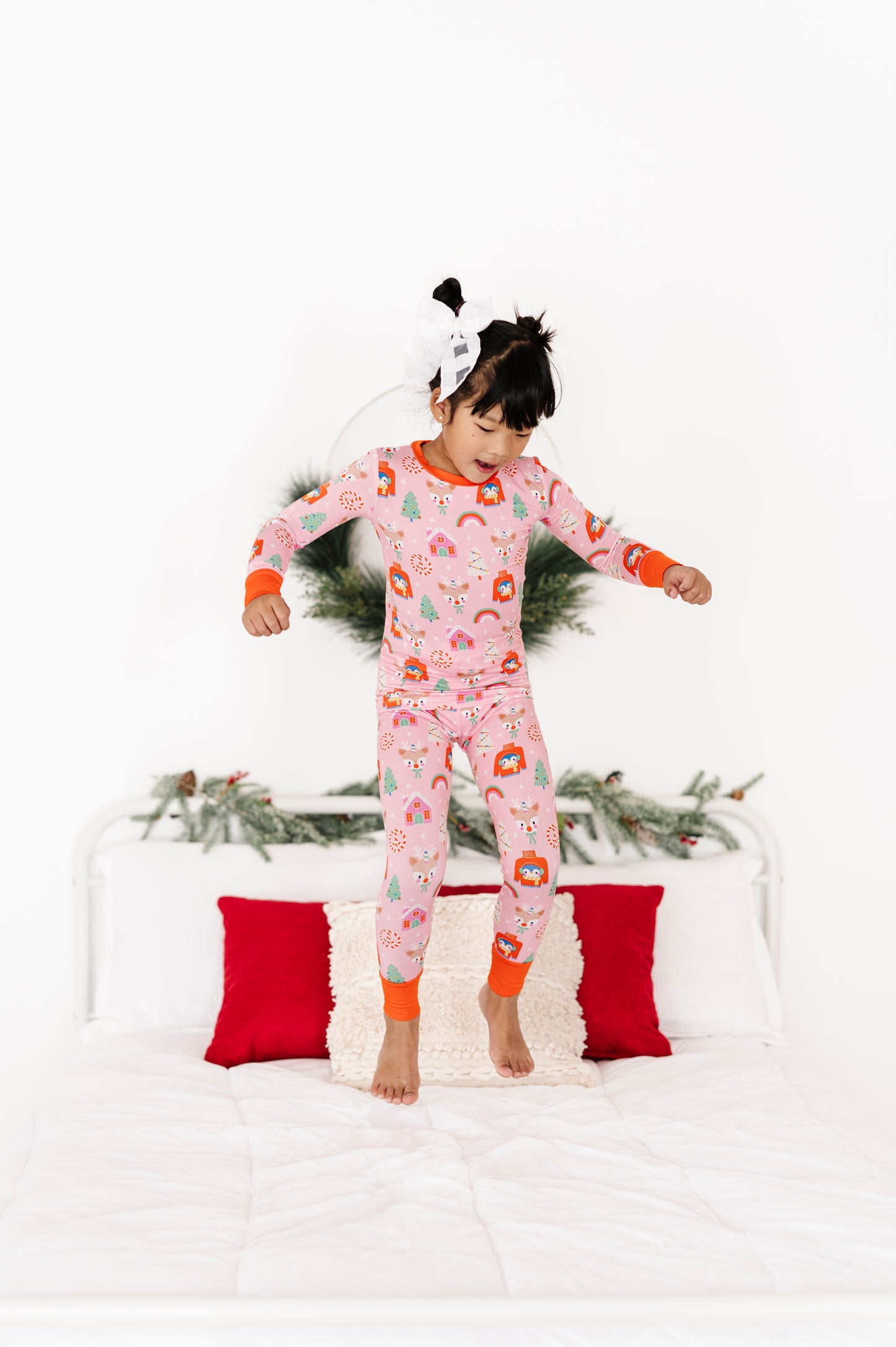 Bamboo Long Sleeve Loungewear - Pink Christmas