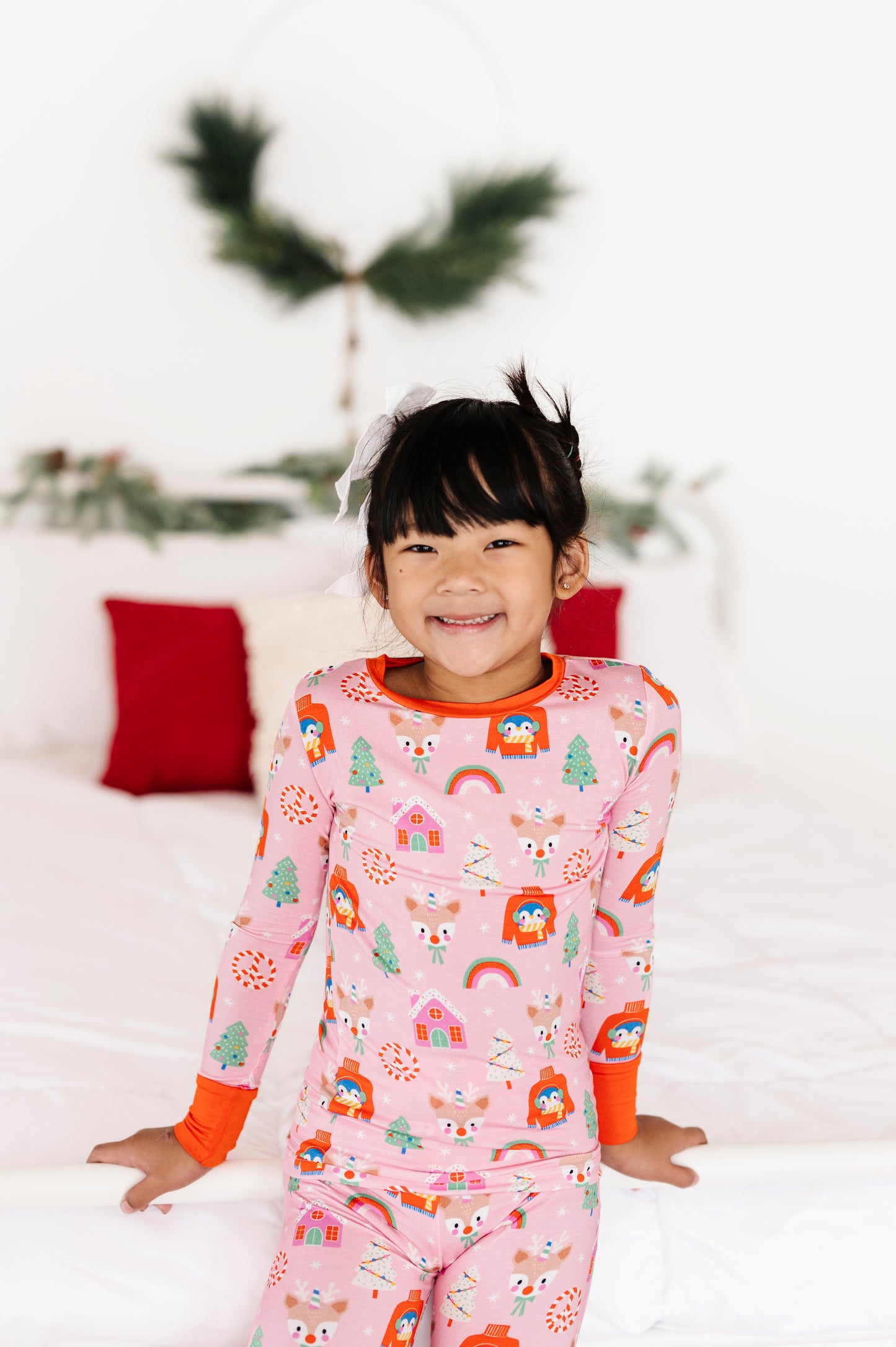 Bamboo Long Sleeve Loungewear - Pink Christmas