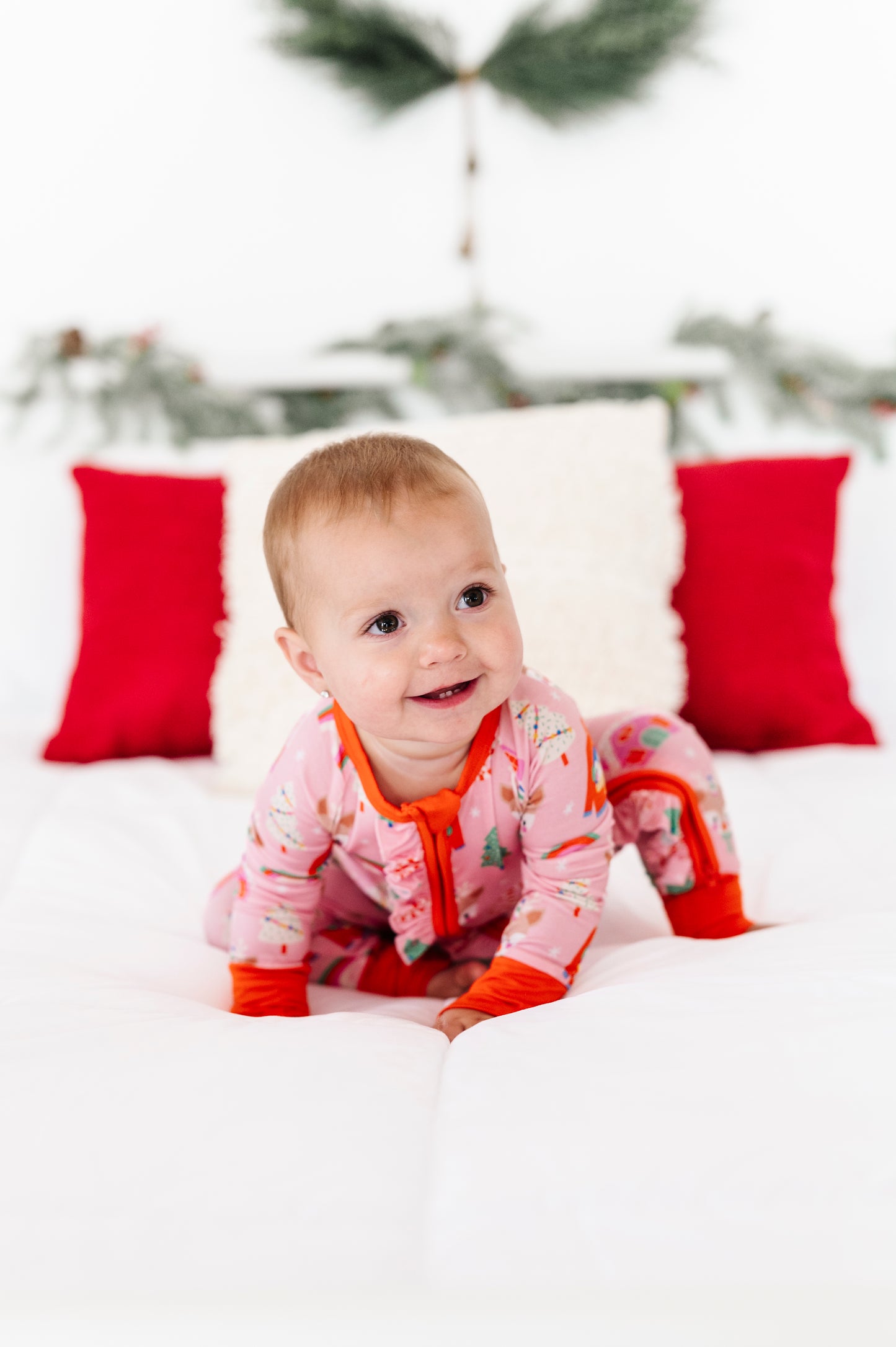 Bamboo Convertible Romper - Pink Christmas