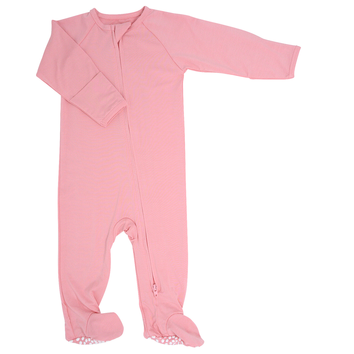 Bamboo Zipper Footie - Pink Icing